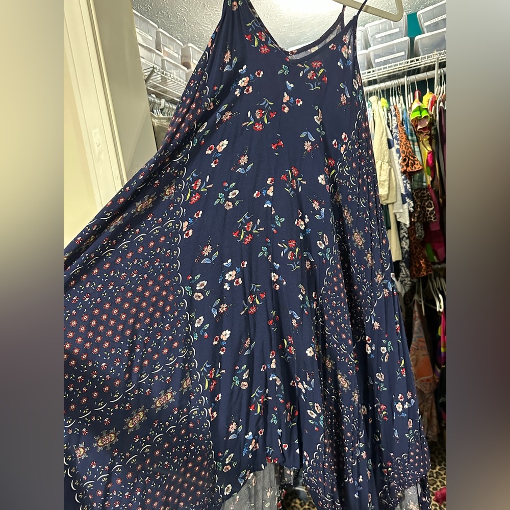 Navy Blue Floral Dress